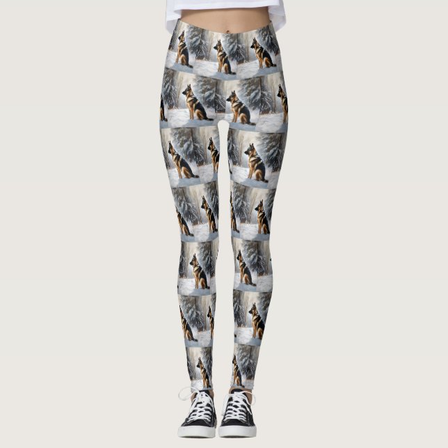 Leggings Berger Allemand Laisser Neige Noël (Devant)