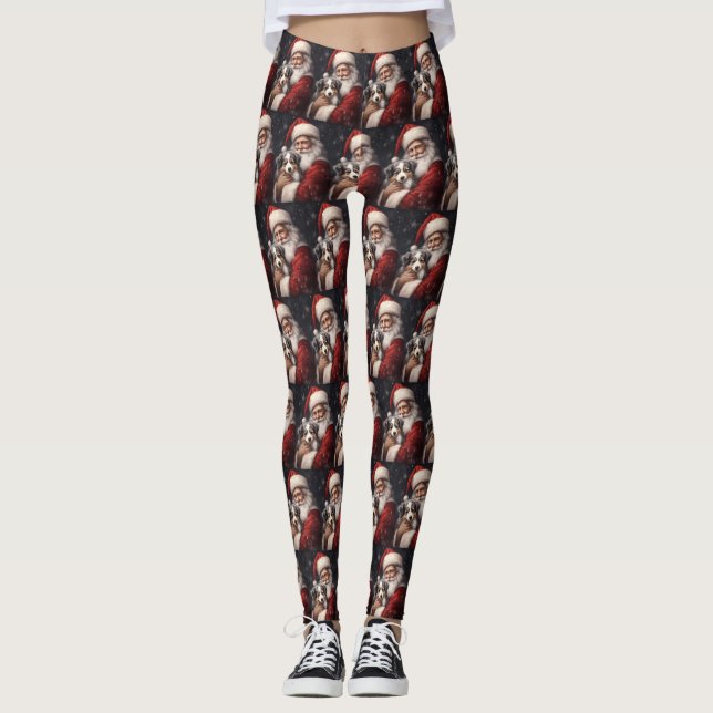 Leggings Berger australien avec Noël du Père Noël (Devant)