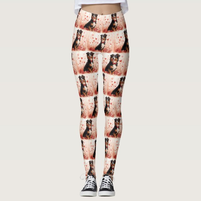 Leggings Berger australien avec Rose - Saint Valentin (Devant)