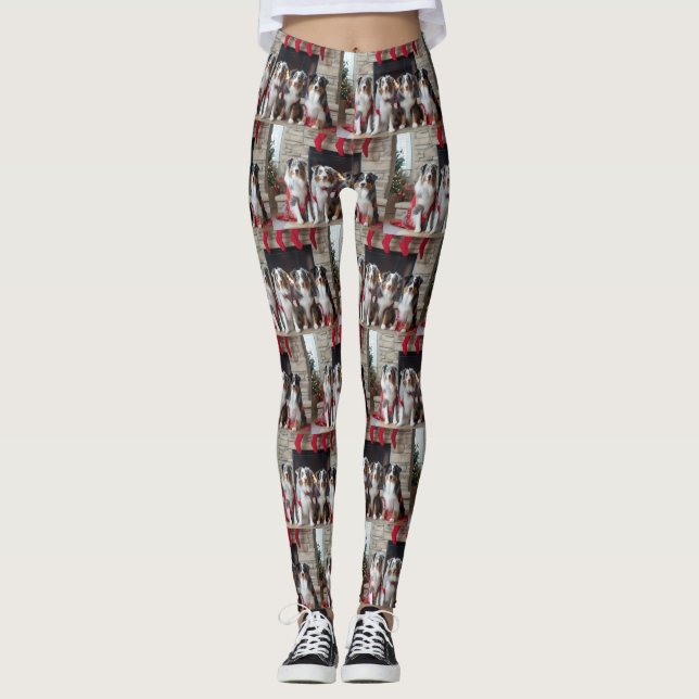 Leggings Berger australien près de la cheminée Noël (Devant)
