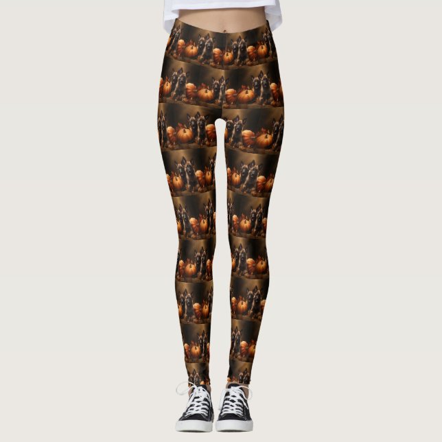 Leggings Berger belge Chiot Automne Citrouille de plaisir (Devant)