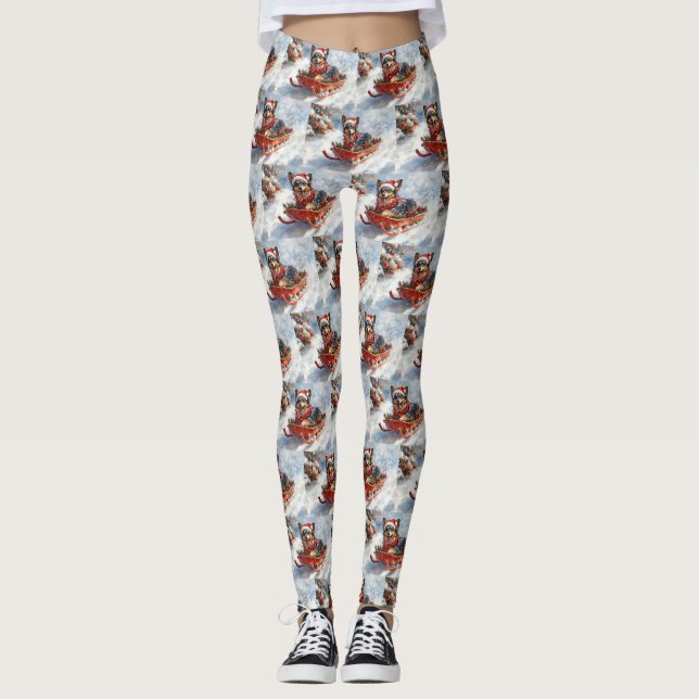 Leggings Berger belge en luge Laisser neiger Noël (Devant)