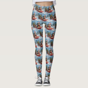 Leggings Bernedoodle Chien en Luge Laissez Tomber la Neige