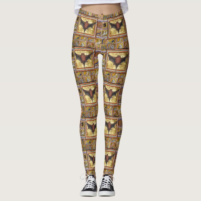 LEGGINGS BESTIAIRE MÉDIÉVAL, BAT VOL, ANIMAUX FORESTIERS (Devant)