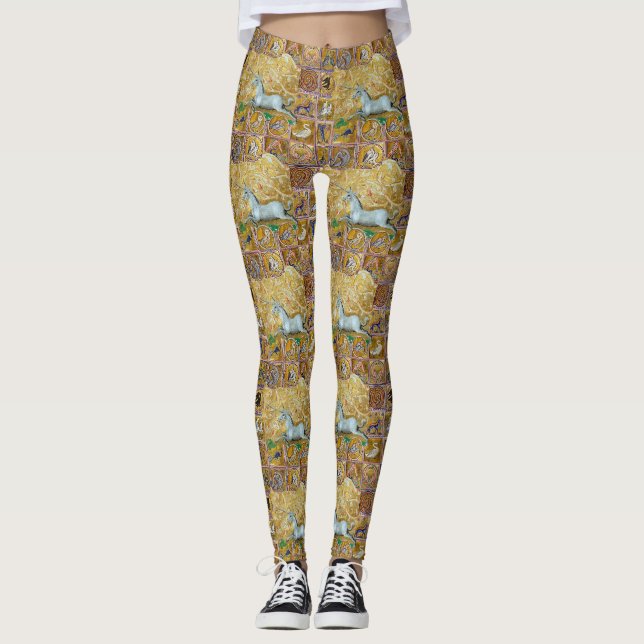 LEGGINGS BESTIAIRE MÉDIÉVAL LARGE, UNICORN EXÉCUTÉ, ANIMAUX (Devant)