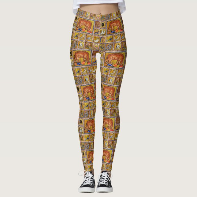 LEGGINGS BESTIAIRE MÉDIÉVAL, OURS, ANIMAUX FORESTIERS (Devant)