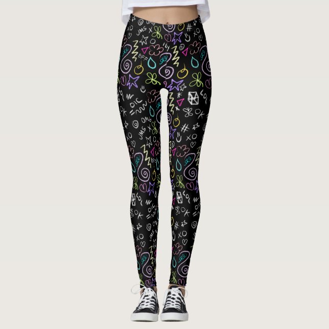 Leggings BFF Doodles - Faux Parties scintillant Motif (Devant)
