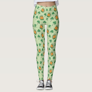 Leggings Bière et Motif Shamrock St Patrick's Day