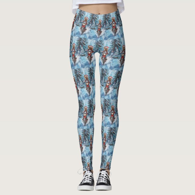 Leggings Biewer Terrier Chien équitation Moto Noël (Devant)