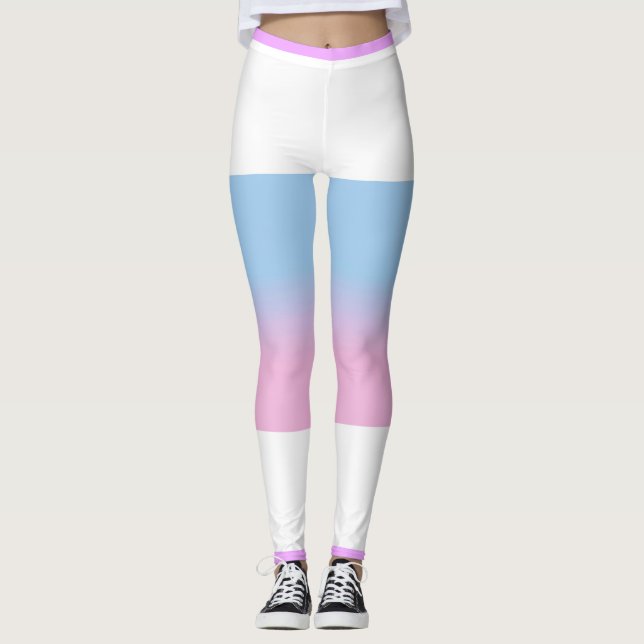 Leggings Bigender Drapeau rose Bleu Bleu Bleu Bleu Blancs L (Devant)