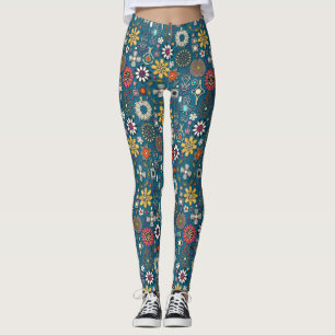 Leggings bijou boho trésors paon bleu