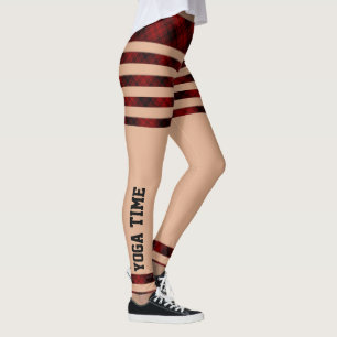 Leggings Bison noir rouge Plaid Lumberjack Style Yoga Time