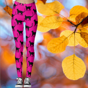 Leggings Black Cat Hot rose Crazy Cat Femme