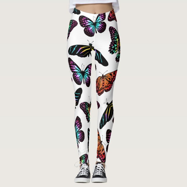 Leggings Black Colorful Butterflies (Devant)