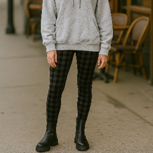 Leggings Black Grey Buffalo Plaid Mode