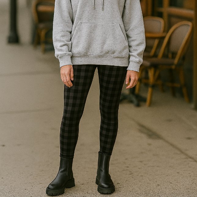 Leggings Black Grey Buffalo Plaid Mode (Créateur téléchargé)