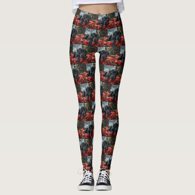 Leggings Black Labrador Chien Festive de Noël (Devant)