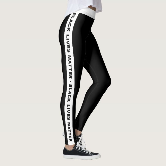 Leggings Black Lives Matt - bande latérale blanche sur noir (Droite)