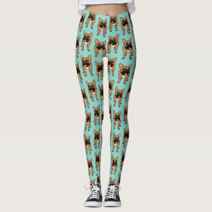 Leggings Black Mask Fawn French Bulldog est prêt à jouer