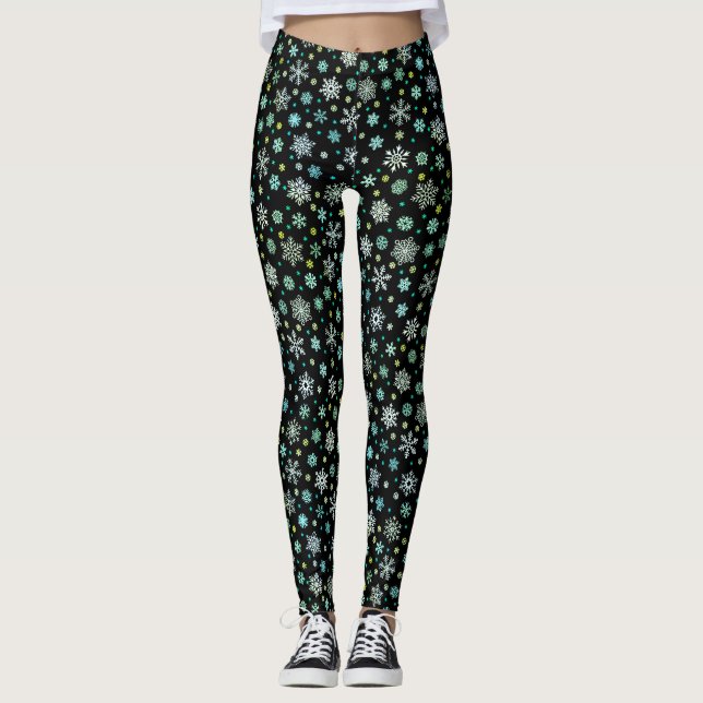 Leggings Black Modern Chic Élégant Flocon de neige en plusi (Devant)