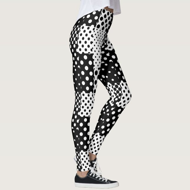 Leggings Black White Fashion Polka Dots Style Design  (Créateur téléchargé)