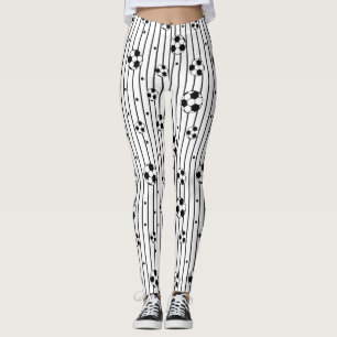 Leggings Black White Footballs Striy Soccer Maman