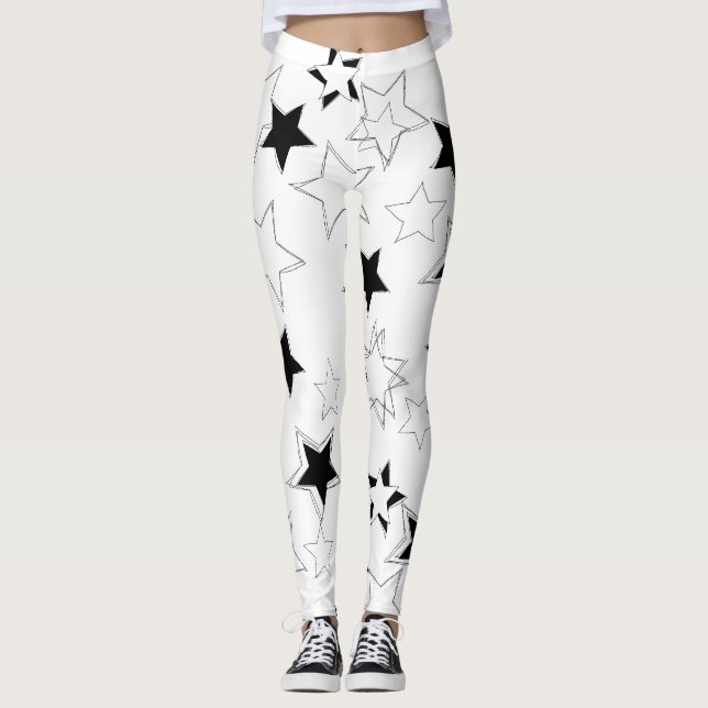Leggings Black & White Stars (Devant)