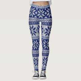 Leggings Blanc bleu d'hiver de flocon de neige de motif