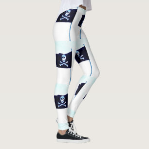 Leggings blanc de drapeau de jolly roger