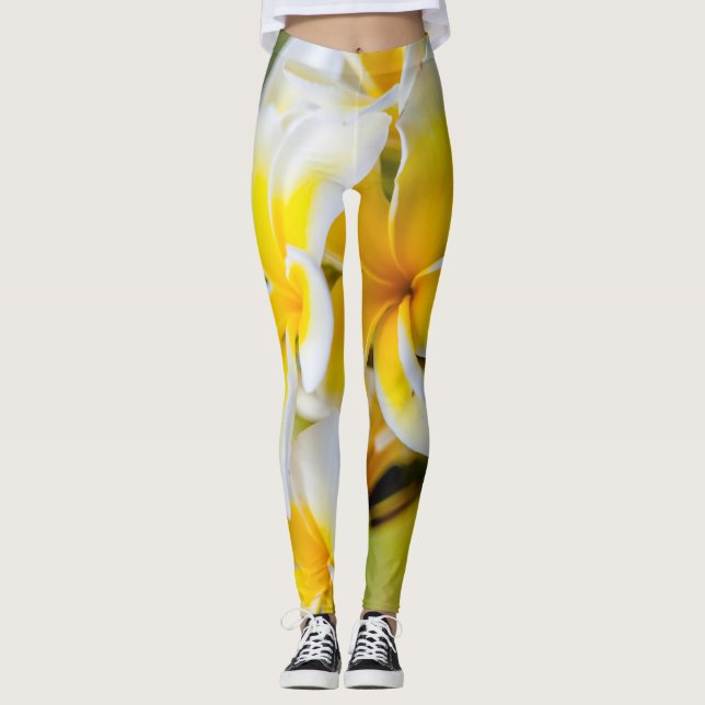 Leggings Blanc et jaune (Devant)
