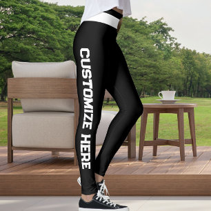 Leggings Blanc Noir Personnalisé Amoureux de Chat Personnal