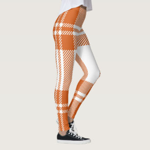 Leggings Blanc orange à la mode de plaid de tartan