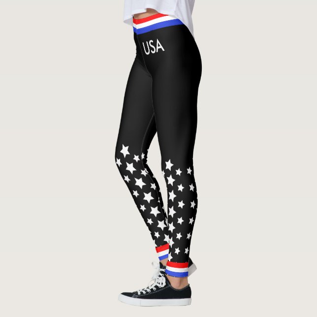 Leggings Blanc rouge et bleu sur noir (Gauche)