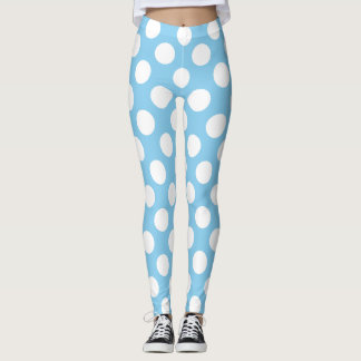 Leggings Blanc sur Bébé Bleu Grand Taille Pois