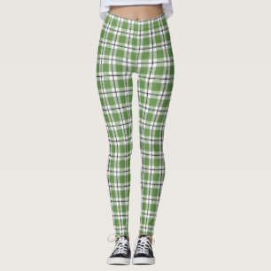 Leggings Blanc vert et noir Vintage Plaid Motif