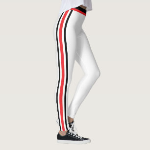 Leggings blancs en bande rouge noire - Vos couleur