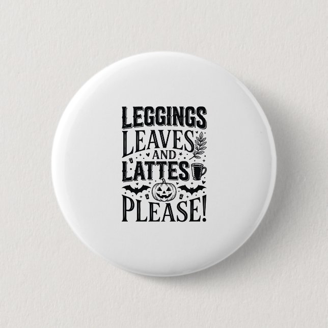 Leggings Blätter Lattes Halloween Herbst Kaffee De Button (Vorderseite)