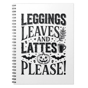 Leggings Blätter Lattes Halloween Herbst Kaffee De Notizblock