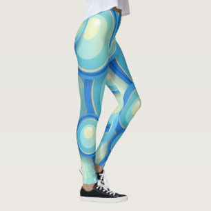 Leggings bleu Abstrait en vert