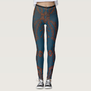 LEGGINGS BLEU AVEC DES LÉGUMES MOTIFS DE LACE ANTIQUE