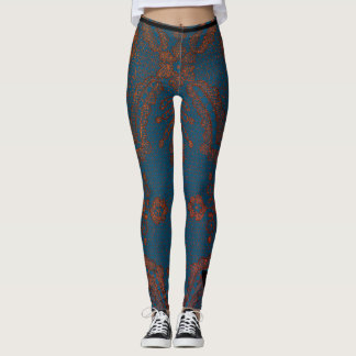 LEGGINGS BLEU AVEC DES LÉGUMES MOTIFS DE LACE ANTIQUE