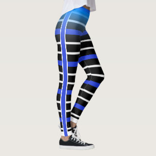 Leggings Bleu/Blanc - Bleu - Bande horizontale Choisissez v