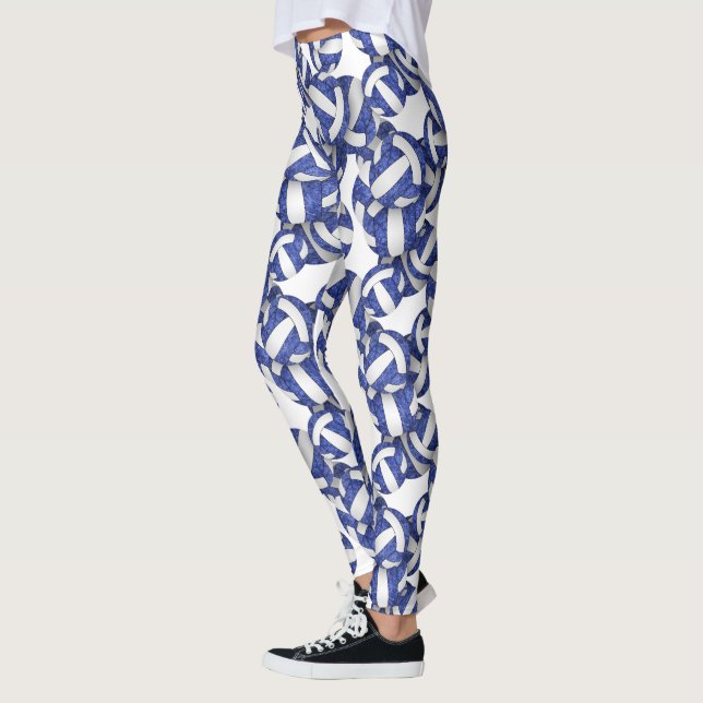 Leggings bleu blanc volleyballs motif (Gauche)