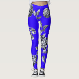 Leggings Bleu Bleu Bleu Bleu Bleu Bleu Toile Florale Noir &