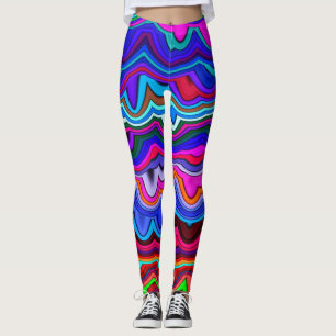 Leggings Bleu brillant, rose et couleurs vives Ar Abstrait