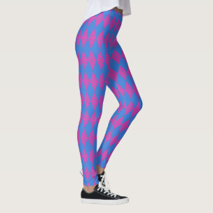 Leggings Bleu clair et Magenta Faux Motif en écaille