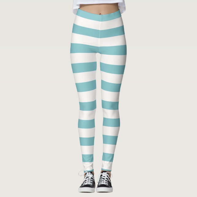 Leggings Bleu clair et rayures blanches Halloween hivernal (Devant)