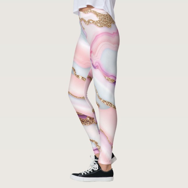 Leggings Bleu clair rose Agneau Marbre Collection moderne (Gauche)