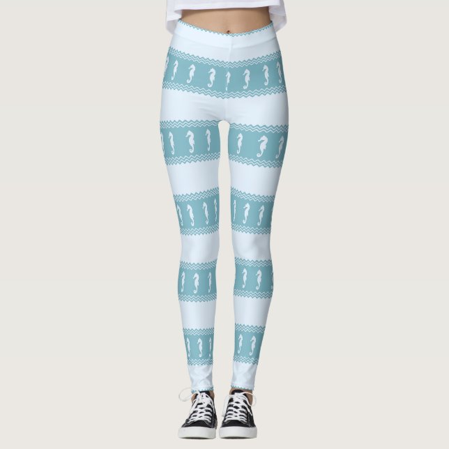 Leggings Bleu Côtier Hippocampes (Devant)