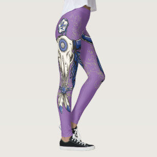 Leggings Bleu de CRÂNE de BULL de Natif américain